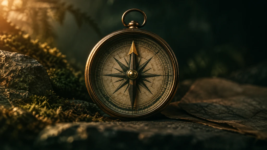 A single compass with its needle locked firmly pointing north.